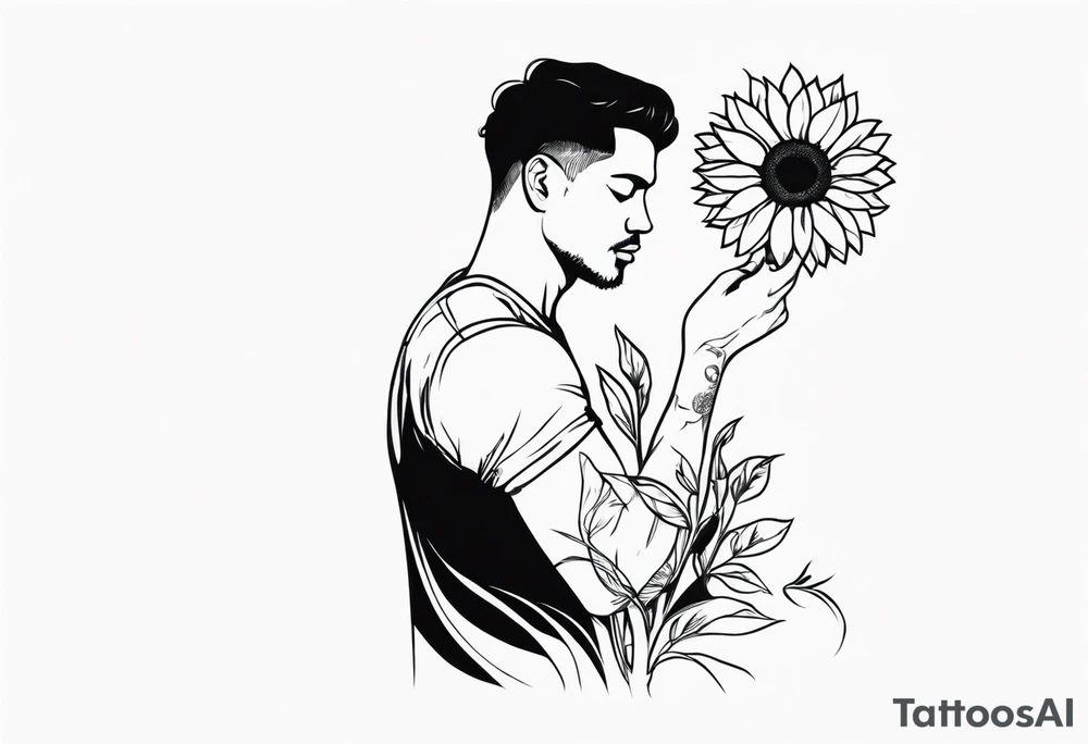man with sunflower tattoo idea