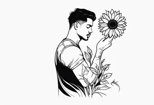 man with sunflower tattoo idea