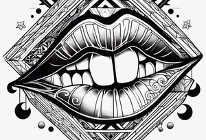 Lips with Lilith moon tattoo idea