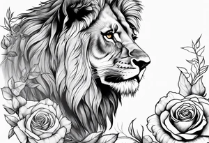 Lion and rose tattoo idea