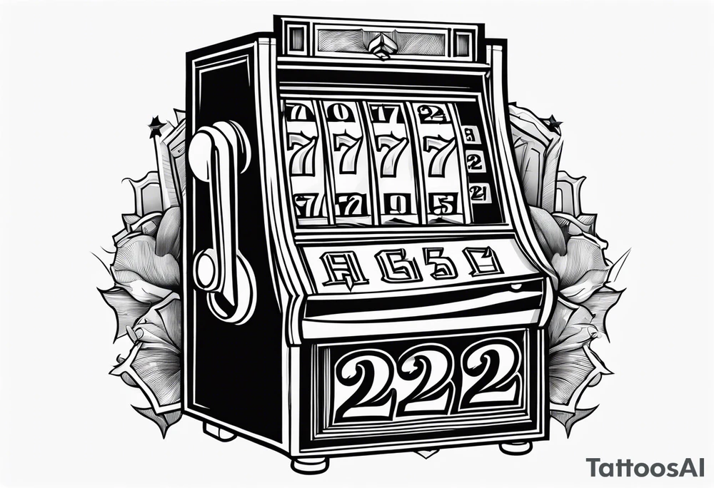 A slot machine landing on the numbers 222 tattoo idea