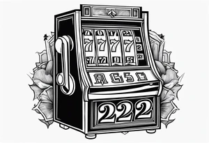 A slot machine landing on the numbers 222 tattoo idea