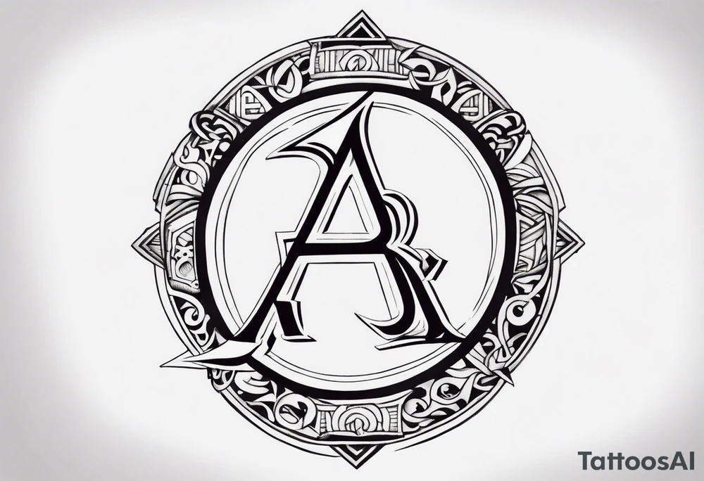 the letters A R in the middle of a ninja headband tattoo idea