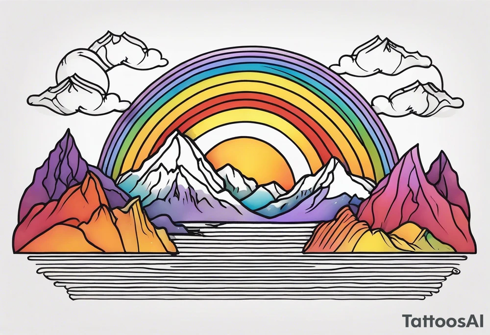 Rainbows and mountain ridges tattoo idea
