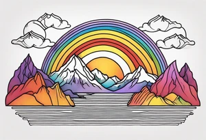 Rainbows and mountain ridges tattoo idea