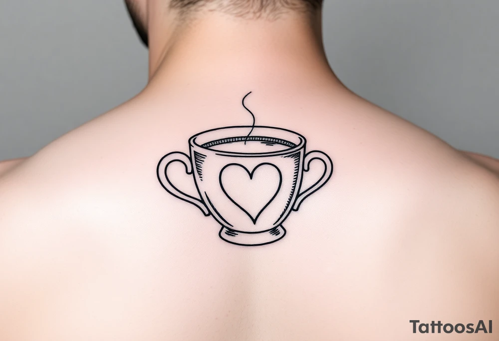 Cute cup of tea with a love heart tattoo idea