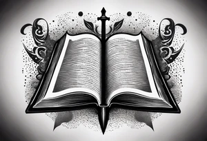 The symbol of Matthias a open Bible and a battle Axe tattoo idea