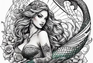 Mermaid with knife tattoo idea