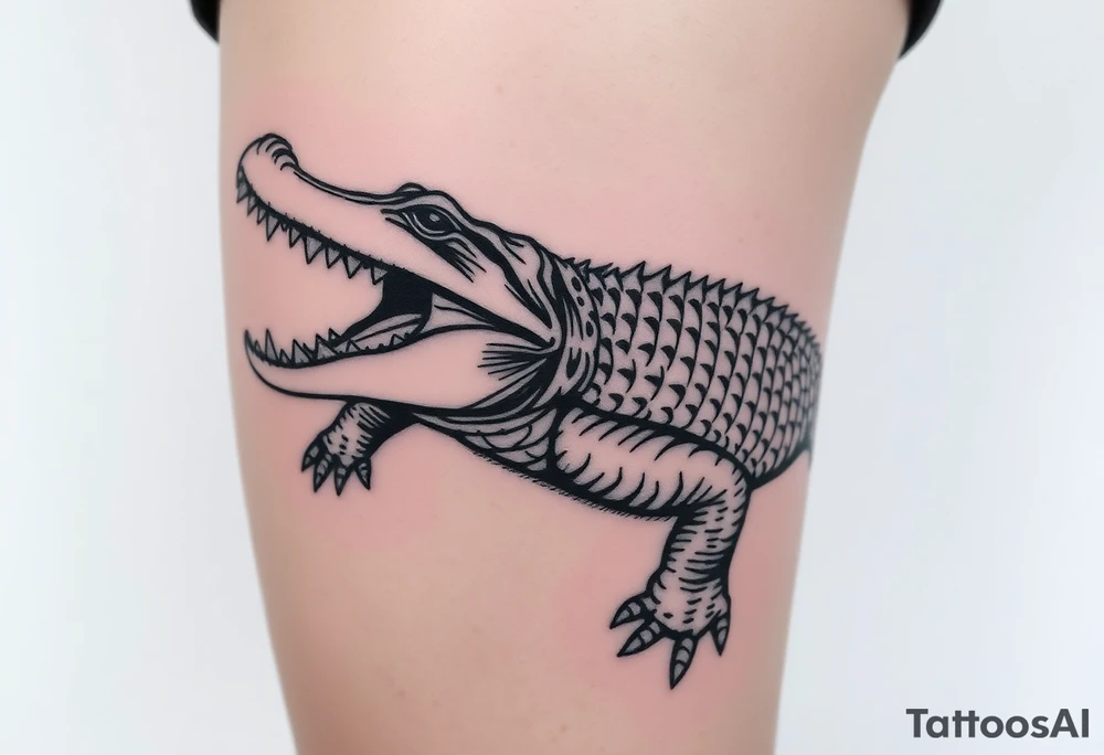 powerful majestic  crocodile tattoo idea