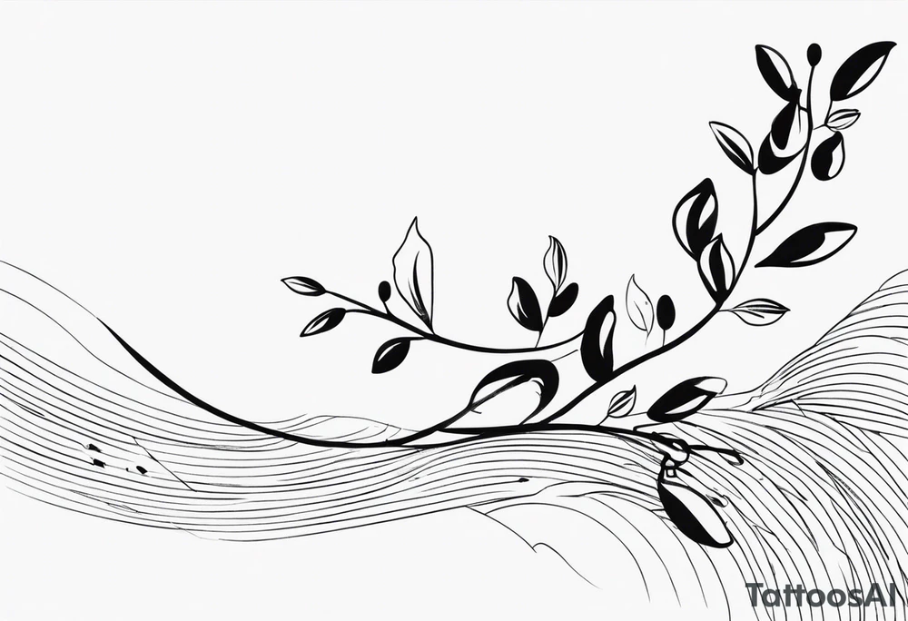 Olive branch, waves tattoo idea