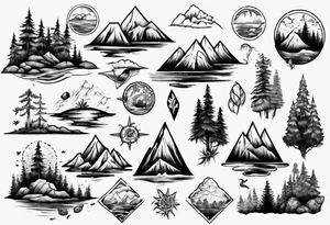 forest and sea mountains tattoo idea