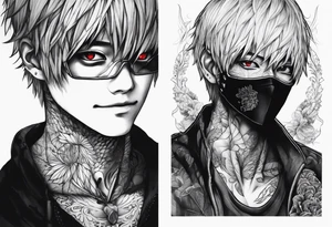 kaneki, tokyo ghoul, sleeve tattoo, tattoo idea