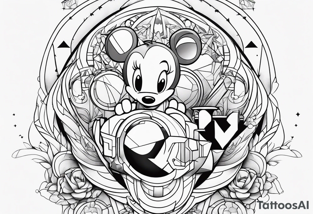 futuristic disney characters tattoo idea