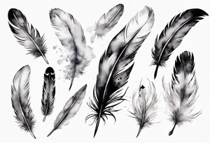 a big feather and from the feather little birds flying away tattoo idea