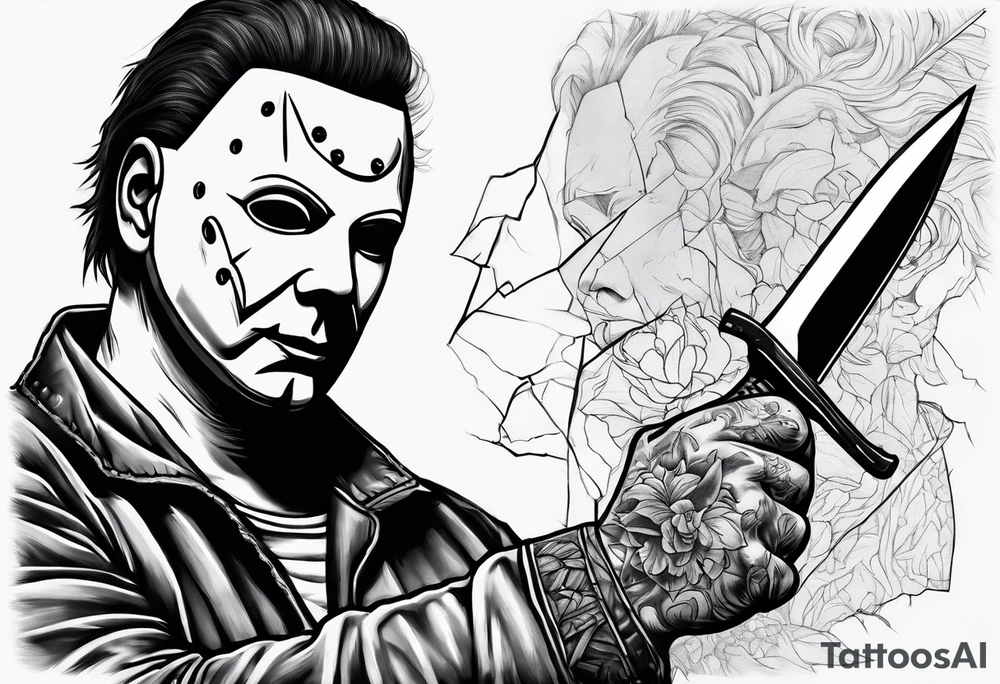 Michael Myers holding a knife tattoo idea