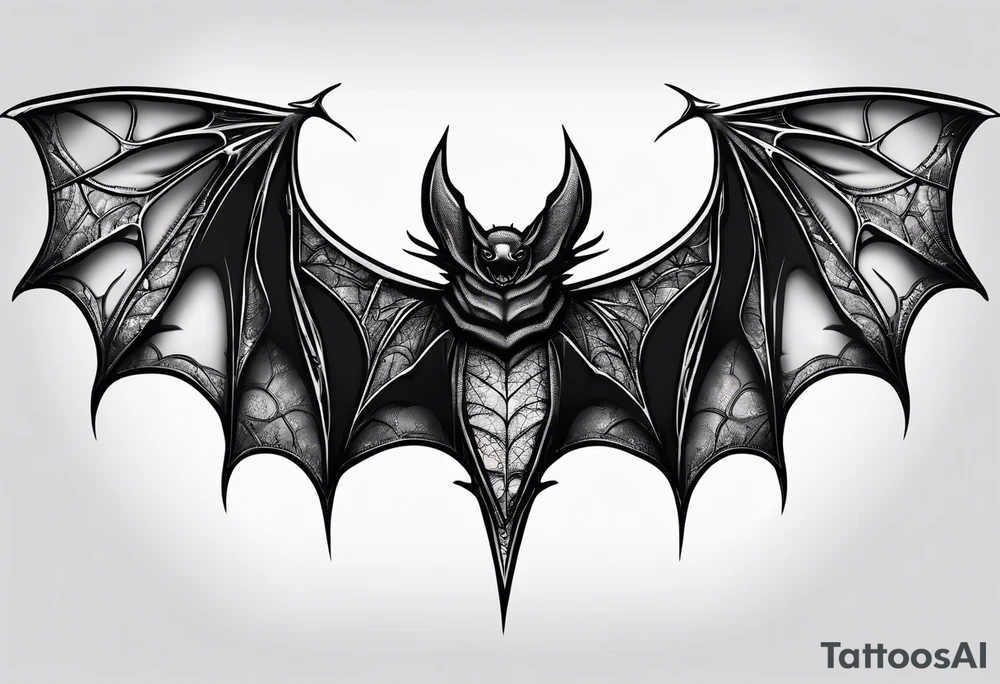 Bat upside down, wings made of spider web, wings wide open tattoo idea Bat upside down, wings made of spider web, wings wide open tattoo idea