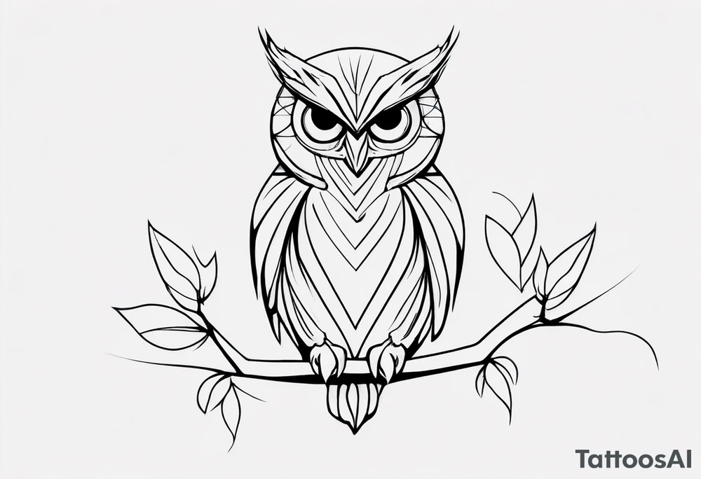 one line tattoo of a owl. Has to be made of single line tattoo idea