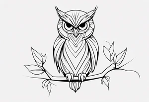 one line tattoo of a owl. Has to be made of single line tattoo idea