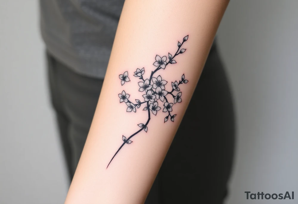 Sword cherry blossoms tattoo idea