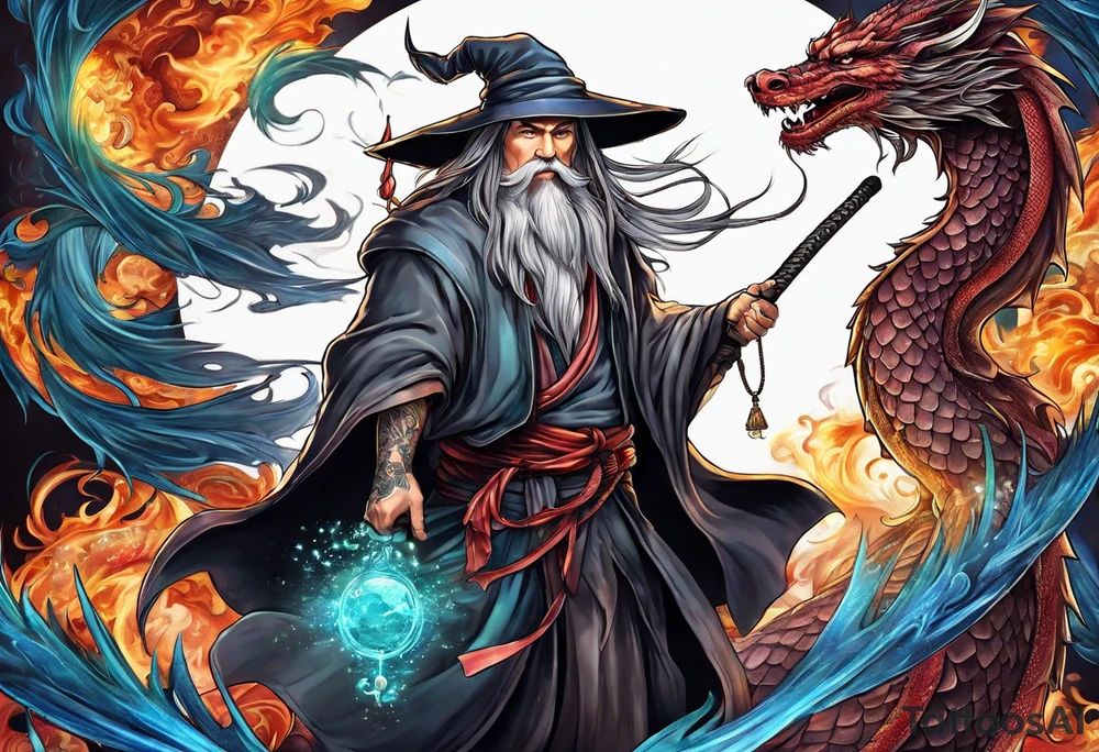 Wizard with dragon tattoo idea