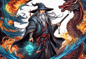 Wizard with dragon tattoo idea