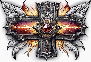 Cross with lightning coming from it tattoo idea