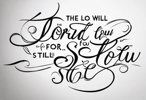 In cursive ”The Lord will fight for you; you need only to be still.”“
‭‭Exodus‬ ‭14‬:‭14‬ ‭NIV‬ tattoo idea
