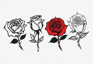 a one-line rose, add some splattered red blood and thorns, small, with stem, very simple tattoo idea