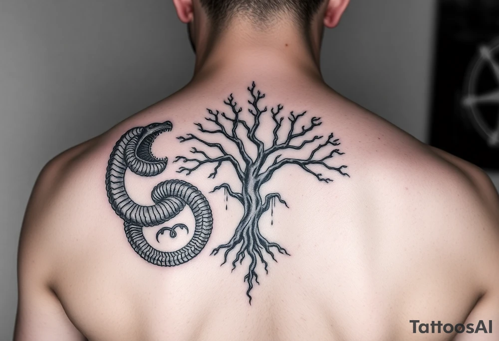 oroboros and tree of life tattoo idea