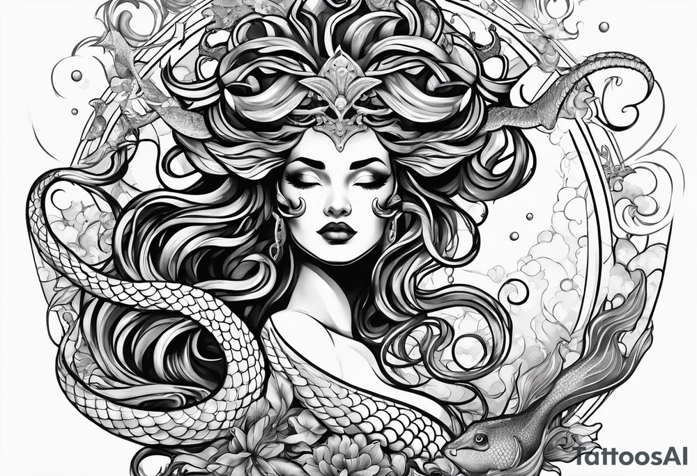 Medusa and mermaid tattoo idea