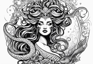 Medusa and mermaid tattoo idea
