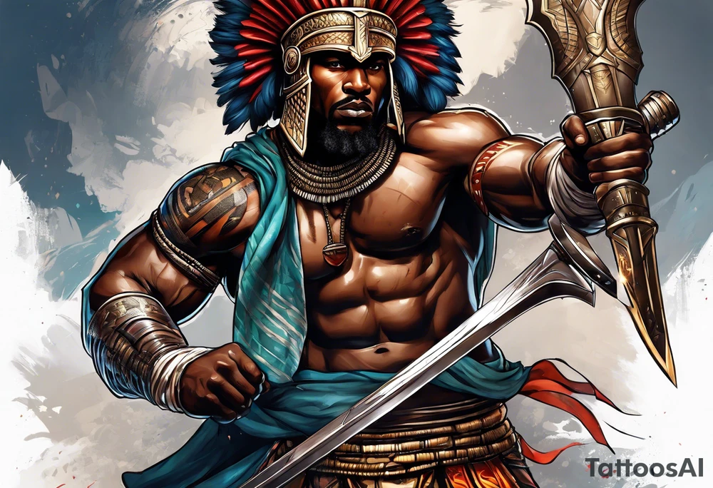 african warrior with Spartan soldier tattoo idea