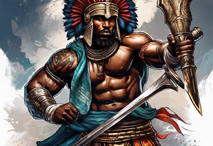 african warrior with Spartan soldier tattoo idea