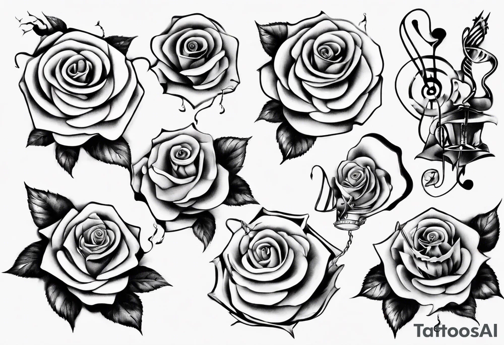 sound music roses disc jokey tattoo idea