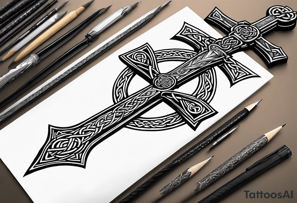 Celtic cross and sword tattoo idea