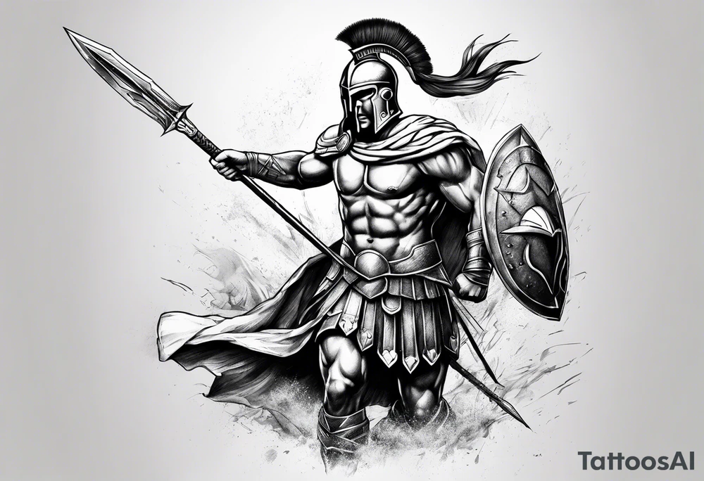 Spartan warrior point spear up tattoo idea