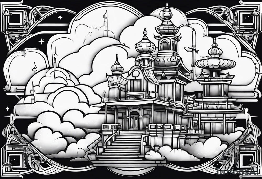 cloud town tattoo idea