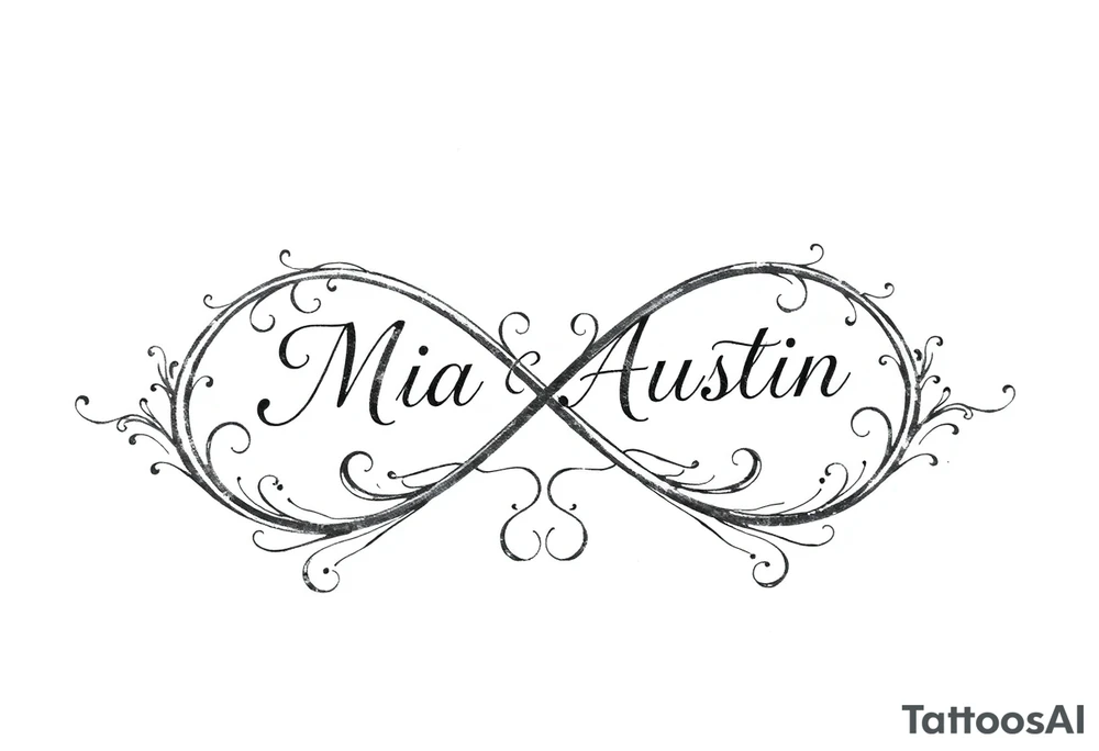 Infinity symbol with the name's Mia and Austin tattoo idea