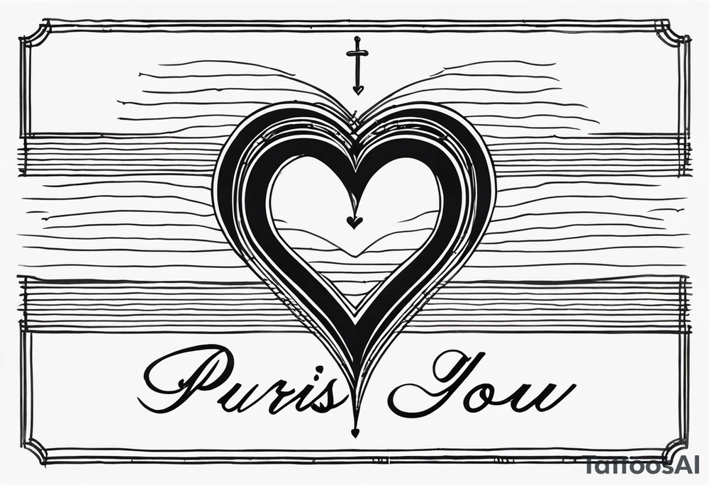 a heart with the word "Purris" above it, and "i love you" under it tattoo idea