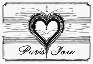 a heart with the word "Purris" above it, and "i love you" under it tattoo idea