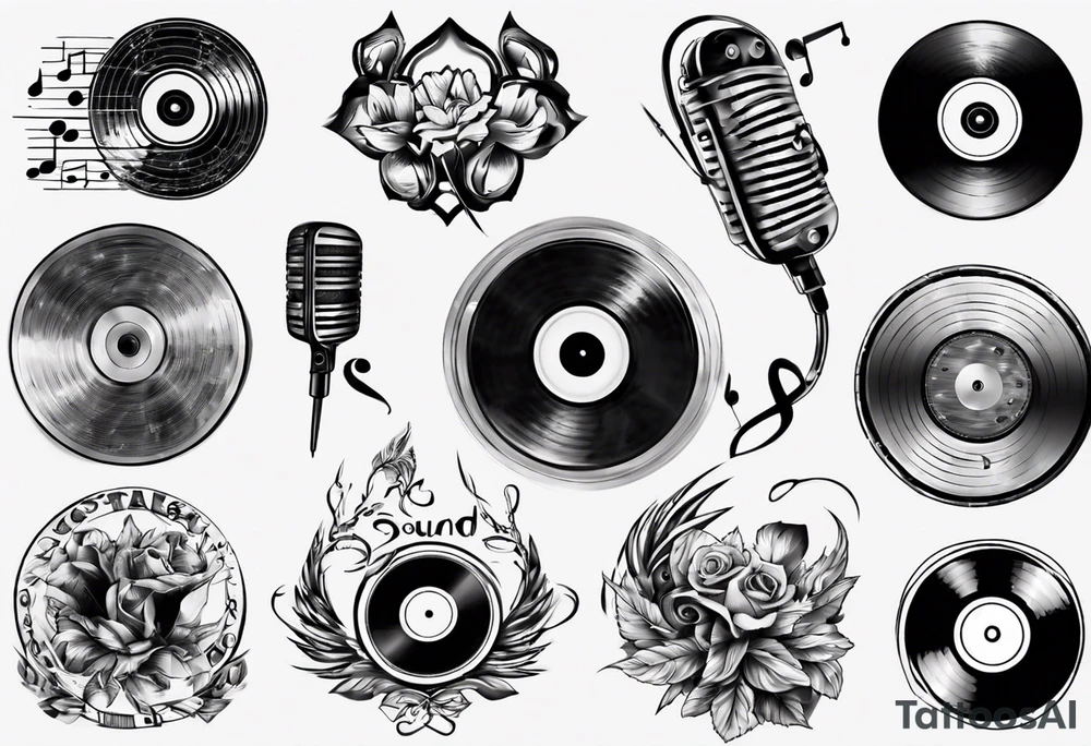 sound music disc jokey tattoo idea