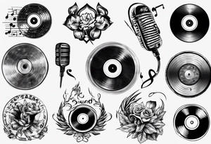 sound music disc jokey tattoo idea