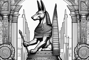 Egyptian anubis at the gates of heaven tattoo idea