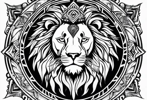 Lion head with the Leo astrology symbol tattoo idea