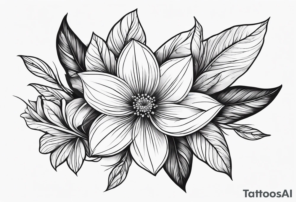 flower with leaves geometric dainty tattoo idea