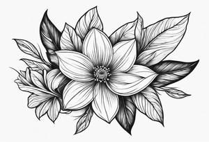 flower with leaves geometric dainty tattoo idea