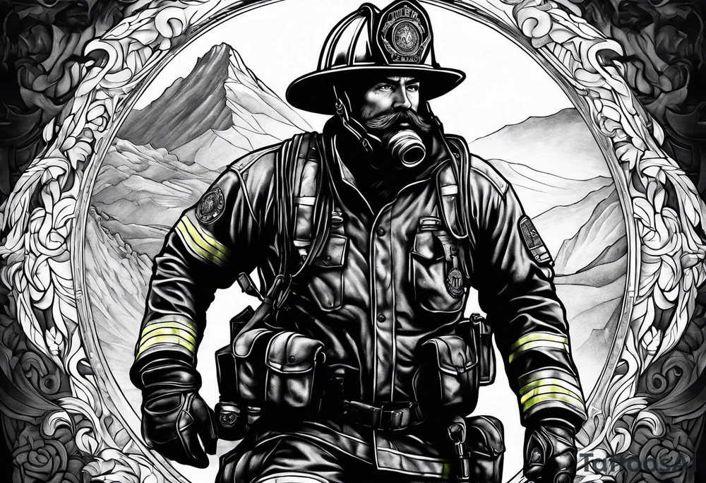 Firefighter in the famous atlas titan pose tattoo idea