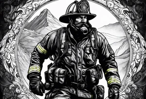Firefighter in the famous atlas titan pose tattoo idea
