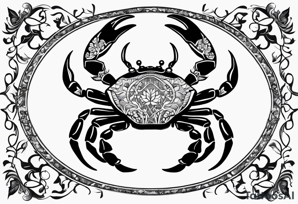 Zodiac crab with tree of life tattoo idea