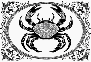 Zodiac crab with tree of life tattoo idea